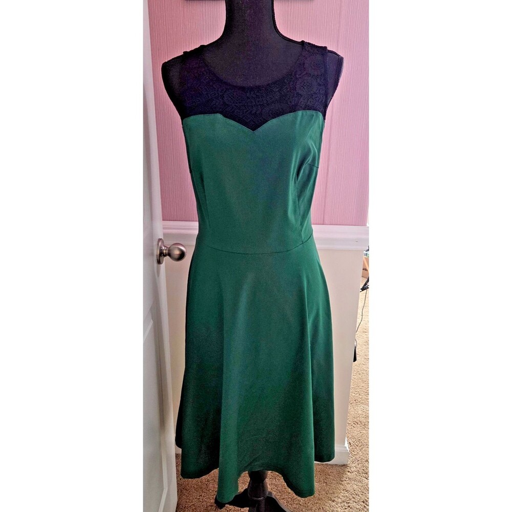 Bbonlinedress Green Lace Overlay Dress Womens Large Fit & Flare Cocktail Party